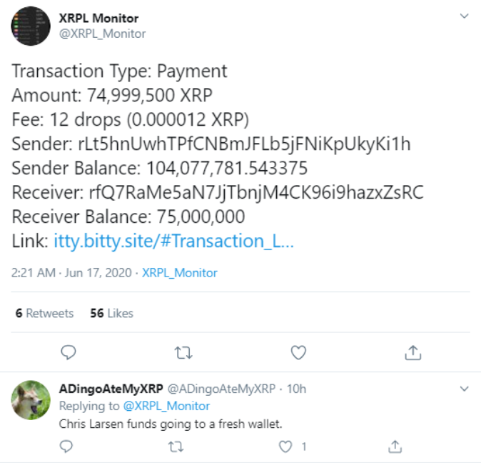 Ripple Kurucu Ortağı Chris Larsen 75 Milyon XRP'yi Diğer Cüzdanına Taşıdı 2