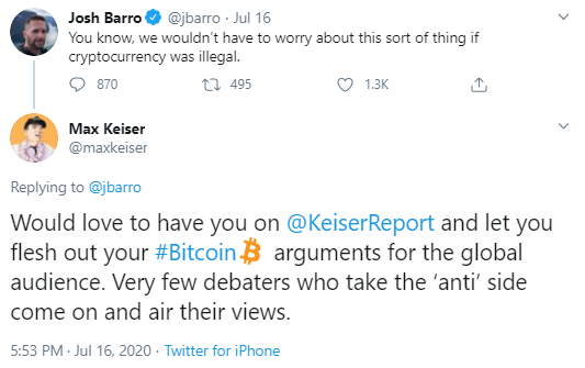 Josh Barro: ''Kripto Yasal Olmasaydı Twitter Hacklenmezdi!'' 3