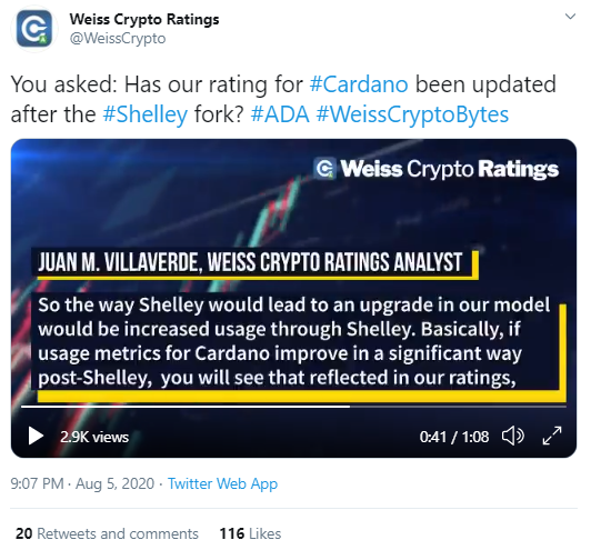 Weiss Ratings, Cardano Puanının Güncellenebileceğini Söyledi 2