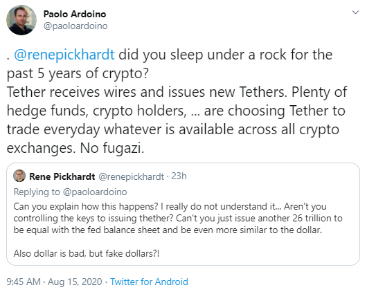 Tether CTO, Yeni Basılmış USDT Teminatının Nereden Geldiğini Açıkladı 2
