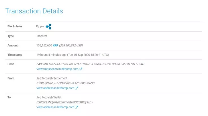 Ripple, Kurucu Ortağına 133 Milyon XRP Transfer Etti 3