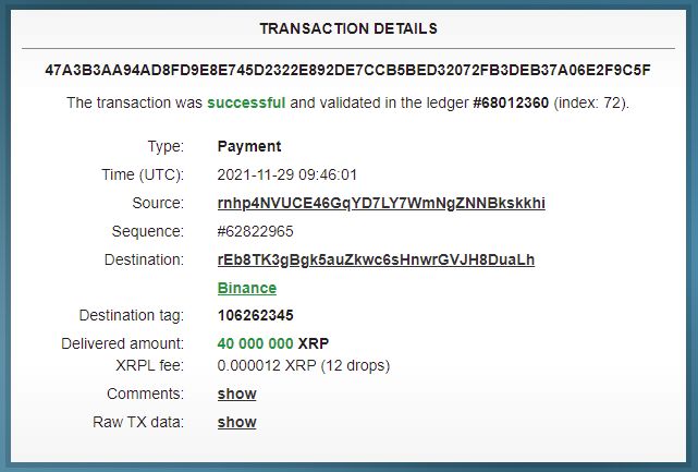 Ripple Balinası Binance Borsasına 40 Milyon XRP Taşıdı 2